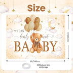 Avezano We Can Bearly Wait Banner Bear Baby Shower Decorations Bear Baby Shower Backdrop Teddy Bear Baby Shower Banner for Boys Girls (Brown, 8 x 6 ft) - Image 2