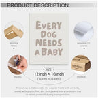 Wrapped Framed Fun Kids Quotes Canvas Posters Every Dog Needs A Baby Wall Art Modern Trendy Minimalist Toddler Prints Playing Print For Nursery Room Wall Decor 12x16 inch - Image 2