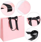 EUSOAR Thank You Gift Bags, 50pcs 12.5"x4.5"x11" Pink Heavy Duty Shopping Paper Bags with Bow Ribbon Handle, Kraft Paper Gift Treat Wedding Birthday Party Favor Bags Bulk - Image 3