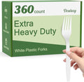 Dealusy 360 Count Extra Heavy Duty White Plastic Forks Disposable by Dealusy