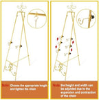 57'' Gold Easel Stand for Sign, Heavy Duty Metal Display Stand with Adjustable Chain, Vintage Decor Art Easel for Display, Picture Frame Stands for Wedding Welcome Sign Posters Painting - Image 5