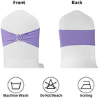 Lavender Chair Sashes 50 Pack, Spandex Chair Bands with Buckles for Wedding Party, Elastic Chairs Bows for Birthday Decoration - Image 6
