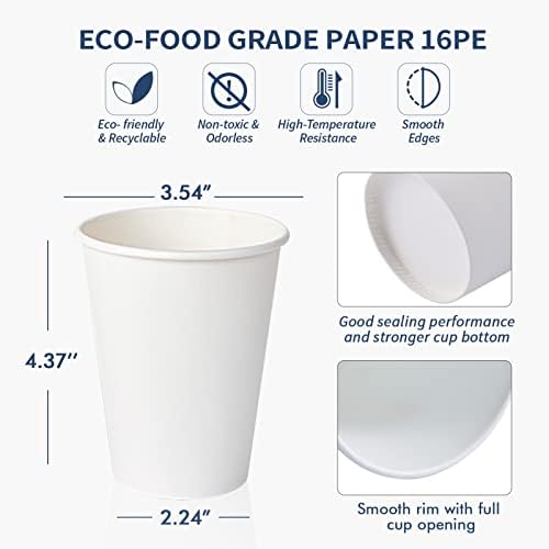 Turbo Bee 12 oz Disposable Paper Cups,270 Pack Paper Coffee Cups,Disposable Hot Drinking Cups - Image 3