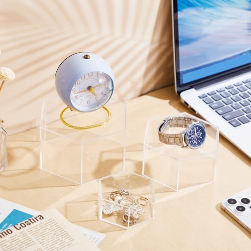 Jerify 6 Pcs Acrylic Riser Display Stands 5.91" 5.12" 3.54", Clear Hexagon - Image 4