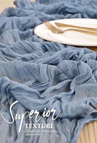 18 Pack Cheesecloth Table Runner 10FT Dusty Blue Table Runner Boho Gauze Cheese Cloth Table Runners Long Rustic Sheer Table Decorations for Wedding Party Baby Bridal Shower Birthday Holiday Home - Image 4
