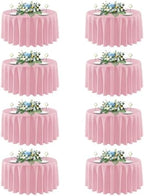 sancua Pink Round Tablecloth 90 Inch Fit 30-72 Inch Tables, 8 Pack by sancua