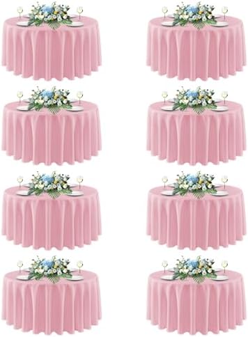 sancua Pink Round Tablecloth 90 Inch Fit 30-72 Inch Tables, 8 Pack by sancua