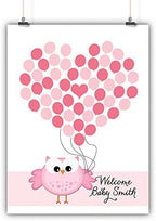 Personalized Baby Shower Guest Book Alternative Girl Owl Balloons Customized Poster, Print, Framed or Canvas, 50 Signatures by INKtropolis
