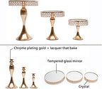 3 Piece Set Gold Crystal Cake Holder Wedding Dessert Metal upcake Stand Set with Mirror Plate Birthday Party Decorations for Tables - Image 4