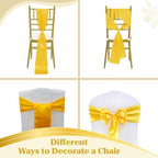 MDS® Pack of 200 Satin Chair Sashes for Wedding & Events – Yellow Gold - Image 4