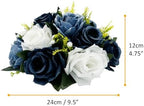 10Pcs Artificial Rose Balls for Centerpieces (Dusty Blue & White) - Image 2