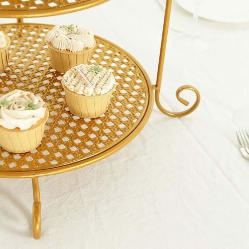 Efavormart 32" Tall 3-Tier Gold Metal Cake Stand Royal Crown Top Cupcake Holder, Grand Wedding Centerpiece & Party Hosting Display - Image 6