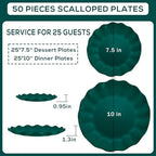 LIYH 50 Pcs Christmas Plastic Plates - Green Scalloped Plates Unbreakable - Image 3