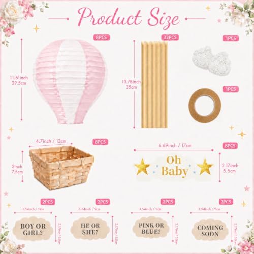 Light Pink Hot Air Balloon Decorations for Baby Shower Table Centerpieces - Image 2