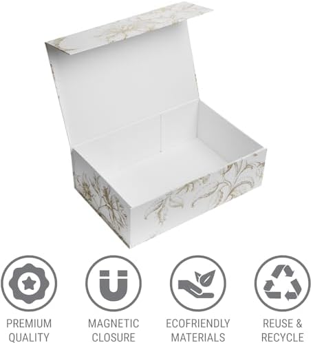 Luxury Keepsake Gift Box 3-Pack Gold Floral 13.5" x 9" x 4.3" - Image 4