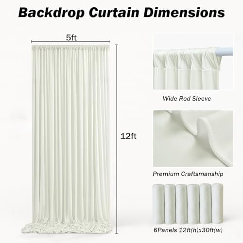 30x12 ft Ivory Backdrop Curtains for Weddings Parties, Birthdays and Photos - Image 6