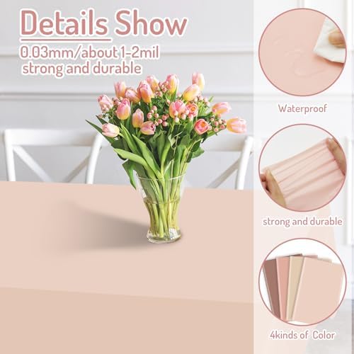 Whaline 16 Pcs Boho Brown Plastic Tablecloth 4 Brown Colors Rectangle Table Cover Waterproof Skin Colors Table Cloth for Party Tables Decoration Supplies, 54 x 108 Inch - Image 3
