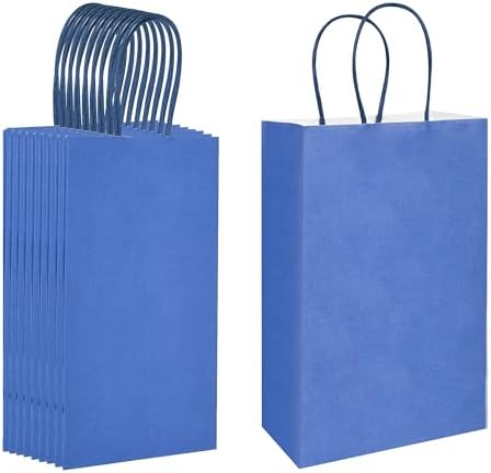 DjinnGlory 100 Pack Small Navy Nautic Blue Paper Gift Bags with Handles Bulk Set for Graduations, Small Business, Birthday Party Treats, 9x5.5x3.15 Inch - Image 2