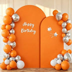 Orange Arch Backdrop Cover 2 Set - 7.2FT, 6FT Spandex Fitted Wedding Arch Stand Covers Round Top Chiara Arch Backdrop Stands Cover for Birthday Parties Banquet Photo Background Decoration by WishCare