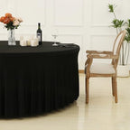 GALLETY Black Table Cloth for 5FT Round Tables, Fitted Spandex 120 inch Round Tablecloth, Wrinkle Free Black Table Skirt for Receptions Birthday Holiday Dinner Banquet Juneteenth Decorations - Image 5
