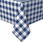 Hiasan Checkered Tablecloth Rectangle 52 x 70 Inch, Navy Blue and White by Hiasan
