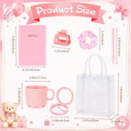 42Pcs Baby Shower Prizes for Game Winners, Baby Shower Guests Favor Set with Scrunchies Ceramic Mug Hair Claw Mirror Pen A6 Notebook Gift Bag for Wedding Bridal Showers Favor (Pink) - Image 2