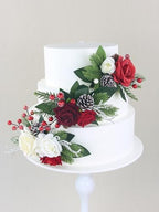 Rinlong 3Pcs Premade Cake Flowers, Red Green Wedding Cake Decor - Image 6