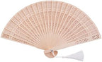 Sepwedd 50 Set Sandalwood Fan Wooden Hand Fan Baby Shower Party Favors with Organza Bags and Tassels Wooden Folding Fan - Image 5