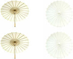 Koyal Wholesale 32" Ivory Paper Parasol Umbrella 4 Pack, Large Paper Umbrella Bulk, Paper Parasol Wedding Umbrellas, Ivory Parasol Umbrella Bridal Party Decor Photo Props, Sun Parasols for Shade by KoyalWholesale