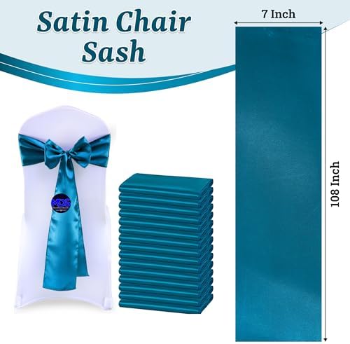 MDS® Pack of 25 Satin Chair Sashes for Wedding & Events – Dark Teal - Image 3