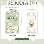 2PCS We Can Bearly Wait Arch Backdrop Covers Sage Green Bear Floral Arched Fabric Banner 7.2ft 6.6ft Bear Theme Cake Bow Arch Stand Cover for We Can Bearly Wait Baby Shower Decorations - Image 2