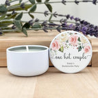 Custom Candles, Personalized Candles White and Pink Roses, Bulk Candles, Candle Favors, Candle Wedding Favors (Set of 10) (White Tin) - Image 3