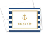 MyExpression.com 50 Cnt Navy Stripes Gold Anchor Nautical Baby Shower Thank You Cards by Unknown