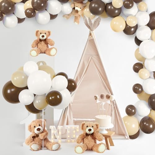 Bear Baby Shower Decorations, 185 Balloon Kit,Brown, Nude, White - Image 2