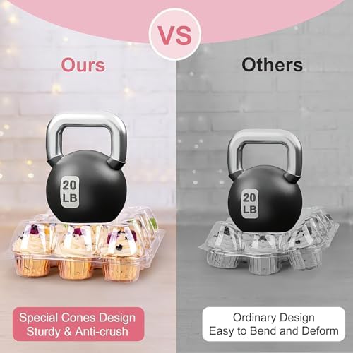 12 Count x 20 Sets Cupcake Carrier With 240 Pack Liners, Stackable Plastic Cupcake Containers Boxes Holder with Tall Dome Lid, Disposable Cupcake Storage Trays - Image 4
