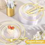 Goodluck 600 Pieces Clear Gold Plates for 100 Guests - Image 4