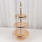Efavormart 3-Tier Crystal Beaded Gold Metal Cake Stand, Cupcake Tower Dessert Display Stand with Round Mirror Top - 26" Tall - Image 6