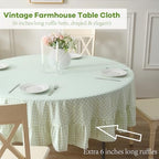 Pile Green White Gingham Table Cloth Round Dia.60 - Image 4