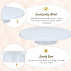 Wenqik 14 Inch Metal Cake Stand with Cake Knife and Spatula, Round Dessert Table Display Stand Metal Dessert Tray Serving Platter for Party, Wedding, Birthday, Baby Shower, Anniversary(White) - Image 3