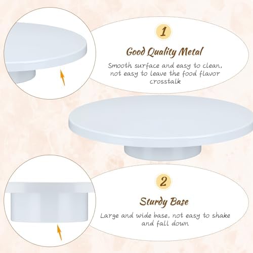 Wenqik 14 Inch Metal Cake Stand with Cake Knife and Spatula, Round Dessert Table Display Stand Metal Dessert Tray Serving Platter for Party, Wedding, Birthday, Baby Shower, Anniversary(White) - Image 3