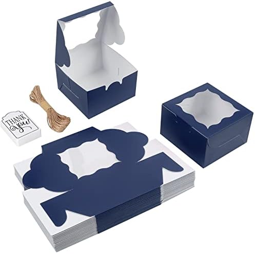 KPOSIYA 120pcs Small Cookie Boxes with Window, 4x4x2.5 Blue Bakery Box - Image 5