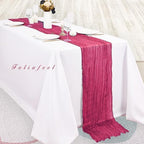 Hot Pink 12 Pack Cheesecloth Table Runner 10FT Boho Fabric Rustic Cheese Cloth Table Runner for Wedding 20 x 120 Inch Long Bridal Shower Baby Shower Gauze Sheer Birthday Party Table Decorations - Image 4