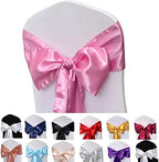 Pink Satin Chair Sashes Bows for Chair,7x108inchs,50pcs by Maiangel