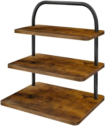 Cupcake Stand, 3 Tier Large Cupcake Stand Rustic Stepped Cupcake Display Stand Square Wood Dessert Table Display Set Cupcake Tower Tiered Tray Stand for Wedding Birthday Graduation by OugeWood