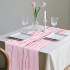 12 Pack Cheesecloth Table Runner 10Ft Christmas Gauze Boho Table Runners for Wedding Decor Bridal Shower Decorations Baby Shower Party(35" x 120")(Blushing Pink) - Image 5