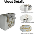 TKSBAG 100 Pack Small Thank You Gift Bags with Handles, 5.5''x 2.3''x4.7'' Mini Silver Gift Bags Bulk for Baby Shower, Birthday, Wedding, Party Favors, Back to School, Summer Party, Mother's Day - Image 3