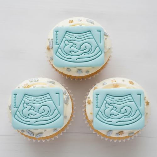 BAKERLOGY Set of 2 Pregnancy Ultrasound & 20 Week Fetal Baby Mini Cookie Cutter & Stamp Sets – Fondant Embossers for Cookies, Cupcakes, Baby Shower, Pregnancy Announcement, OBGYN, Midwife & Doula - Image 4