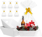 AFOROEOA 10PACK White Baskets For Gifts Empty, 10x12”Thick Kraft Gift Basket with 10 Bows 10 Bags Empty Gift Baskets for Christmas, Easter, Birthdays, Snacks, Farmers Market by AFOROEOA