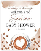 Andaz Press Personalized A Baby is Brewing Baby Shower Decorations, Watercolor Neutral Welcome Sign Decor Coffee Themed, Brewing Coffee Decorations, 16x20 Inch by AndazPress