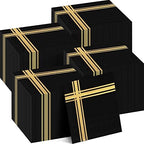 Taobary 400 Pcs 3 Ply Cocktail Napkins with Gold Foil Trim, Black and Gold by TaoBary